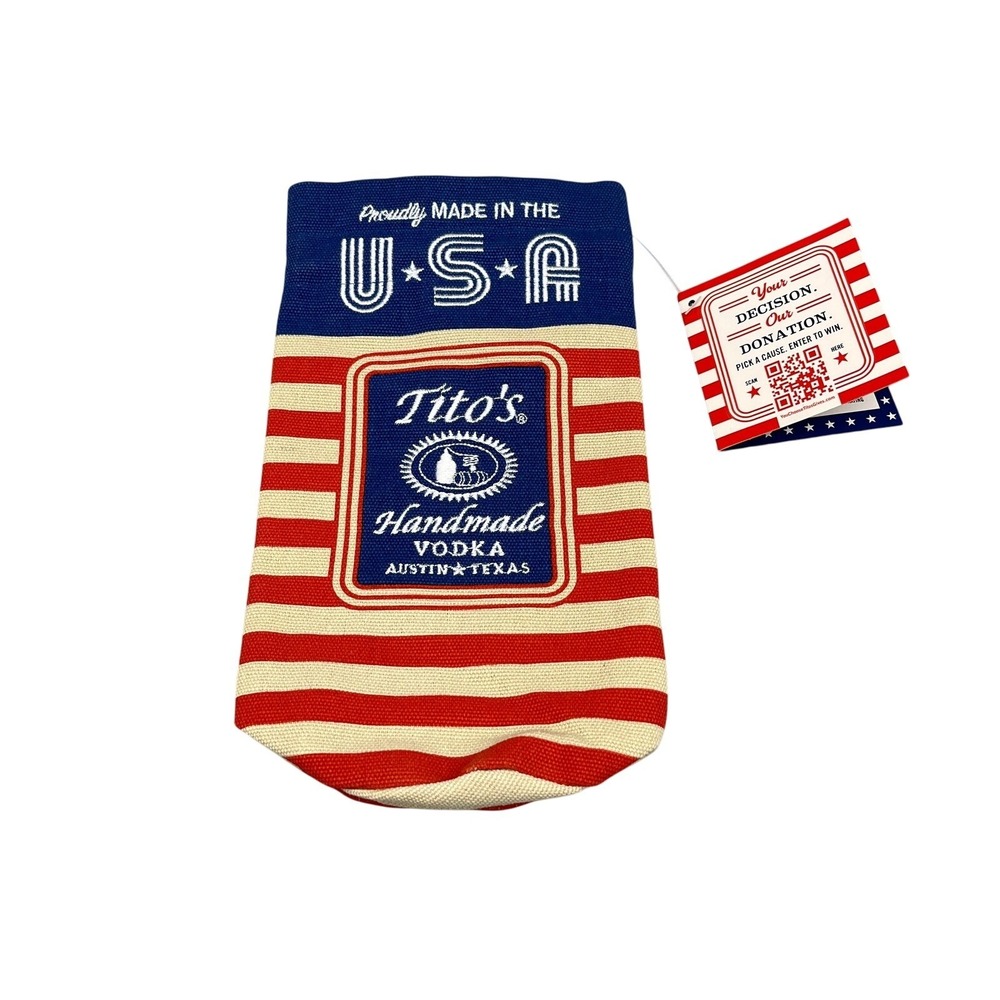 Titos Handmade Vodka Bag Canvas Burlap‎ Gift Rustic Americana Barware